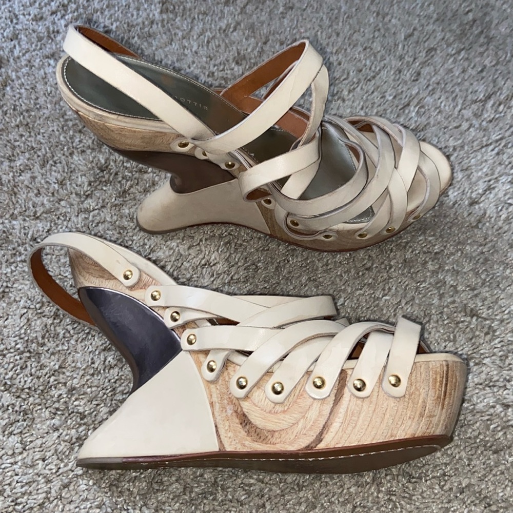 Leifsdottir Cream Wedge Sandals